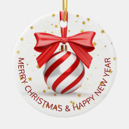 Red White Kerstmis Bauble Holiday Keramisch Ornament