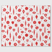 Red White Kerstornament Bauble Pattern Cadeaupapier (Vlak)