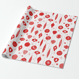 Red White Kerstornament Bauble Pattern Cadeaupapier