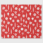 Red White Kerstornament Bauble Pattern Cadeaupapier (Vlak)