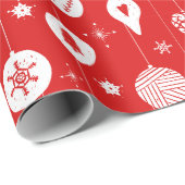 Red White Kerstornament Bauble Pattern Cadeaupapier (Rol Hoek)
