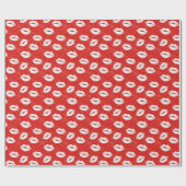 Red White Kiss Lips Flirty Love Valentine's day Cadeaupapier (Vlak)