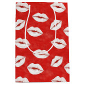 Red White Kiss Lips Flirty Love Valentine's day Medium Cadeauzakje (Voorkant)