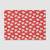 Red White Kiss Lips Flirty Love Valentine's day Tissuepapier (Voorkant)