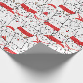 Red White Kitty Cats Floral kerstfeestcadeau Cadeaupapier (Hoek)