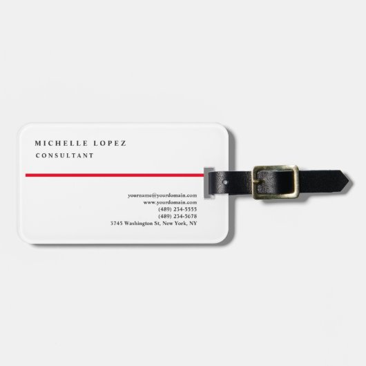 Red White klassiek elastisch bedrijf Bagagelabel (Voorkant horizontaal)