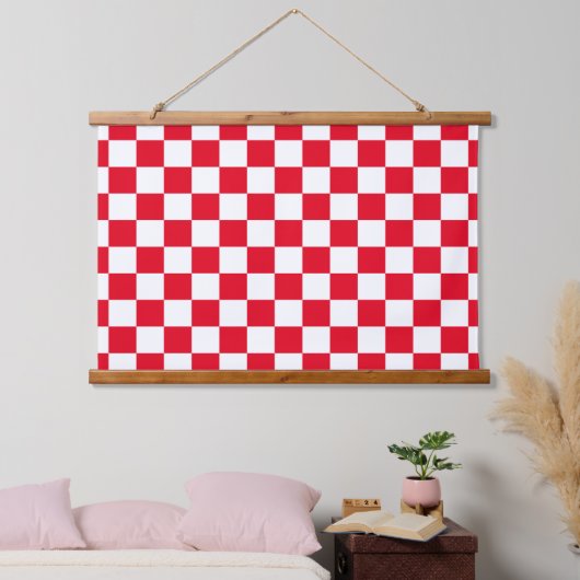 Red White Kroatisch controllerpatroon Hangend Wandkleed (Slaapkamer)