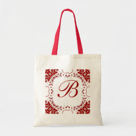 Red White Lace Monogram Bag Tote Bag