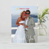 Red White Lace Wedding Script Foto Hartelijk dank Bedankkaart (Staand voorkant)