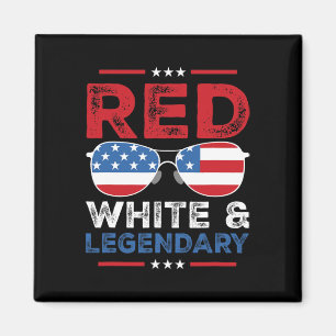Red White Legendary Papa Father Son Matching 4th O Magneet