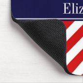 Red White LG Chevron Navy Blue Name Monogram Muismat (Hoek)