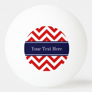 Red White LG Chevron Navy Blue Name Monogram Pingpongbal