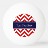 Red White LG Chevron Navy Blue Name Monogram Pingpongbal (Achterkant)