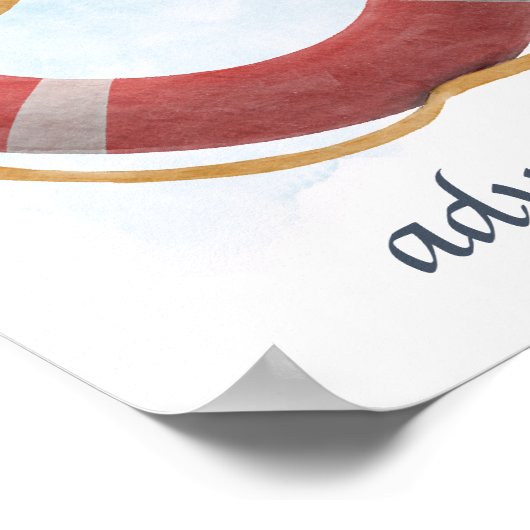 Red White Lifebuoy Life Preserver Nautical Ocean Poster (Hoek)