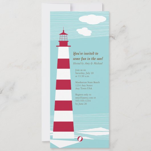 Red White Lighthouse Party nodigt uit Kaart (Voorkant)