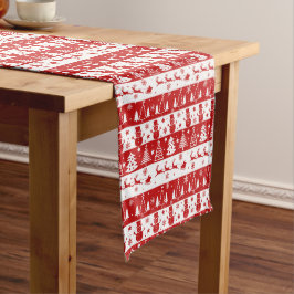 Red White Line Art Silhouette Kerst Afbeeldingen Medium Tafelloper