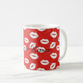 Red White Lips Kisses Valentine's Day Flirty Love Koffiemok (Voorkant rechts)