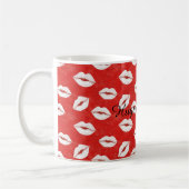 Red White Lips Kisses Valentine's Day Flirty Love Koffiemok (Links)
