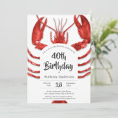 Red White Lobster Boil Custom Birthday Party Kaart (Staand voorkant)