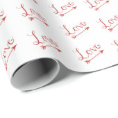 Red & White Love Arrow-Valentijnsdag Cadeaupapier (Rol Hoek)