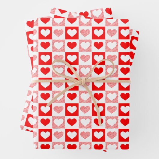 Red White Love harten Valentijnsdag Inpakpapier Vel (In situ)