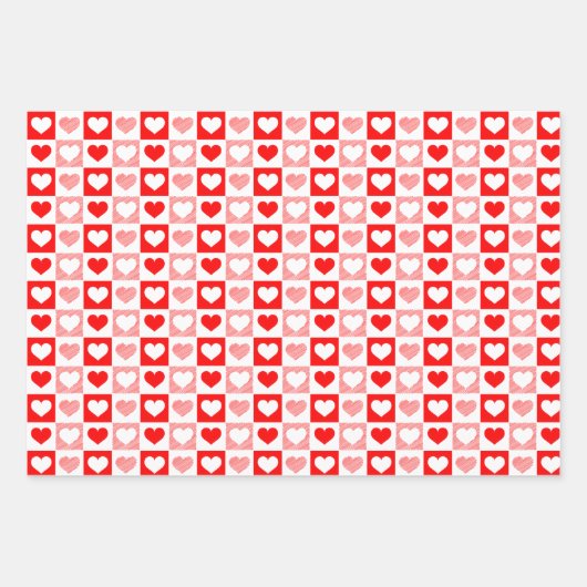 Red White Love harten Valentijnsdag Inpakpapier Vel (Voorkant)