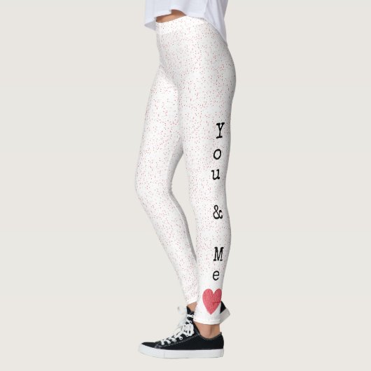 Red & White Love Heart Modern Happy Valentines Day Leggings (Links)