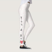 Red & White Love Heart Modern Happy Valentines Day Leggings (Rechts)
