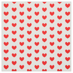 Red White Love Hearts Pattered Stof