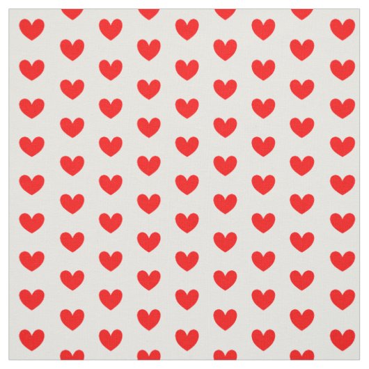 Red White Love Hearts Pattered Stof (Swatch)
