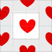 Red White Love Hearts Pattered Stof (Delen)