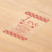 Red & White Love Hearts Valentijnsdag Party Acryl Uitnodigingen (Laagn)