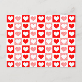 Red White Love hearts Valentine's Day  Briefkaart