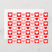 Red White Love hearts Valentine's Day Briefkaart (Voorkant / Achterkant)
