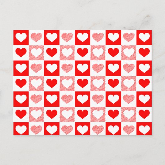 Red White Love hearts Valentine's Day Briefkaart (Voorkant)