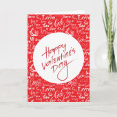 Red & White Love Typography Happy Valentine's Day Kaart (Voorkant)