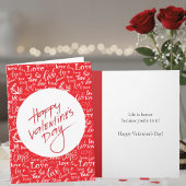 Red & White Love Typography Happy Valentine's Day Kaart