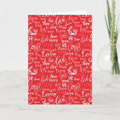 Red White Love Typography Pattern Happy Valentine Feestdagen Kaart (Voorkant)