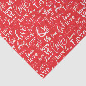 Red White Love Typography Valentine's Day Tissuepapier (Detail)