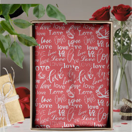 Red White Love Typography Valentine's Day Tissuepapier