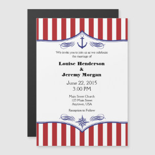 Red White Magnetic Nautical Wedding Invites Magnetische Uitnodiging