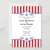 Red White Magnetic Nautical Wedding Invites Magnetische Uitnodiging (Voorkant)