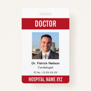 Red White Medical Ziekenhuis Klinische foto ID Badge