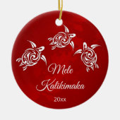 Red White Mele Kalikimaka Kerstmis Keramisch Ornament (Voorkant)