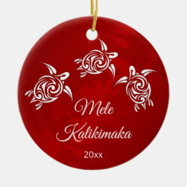 Red White Mele Kalikimaka Kerstmis Keramisch Ornament