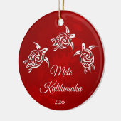 Red White Mele Kalikimaka Kerstmis Keramisch Ornament (Links)