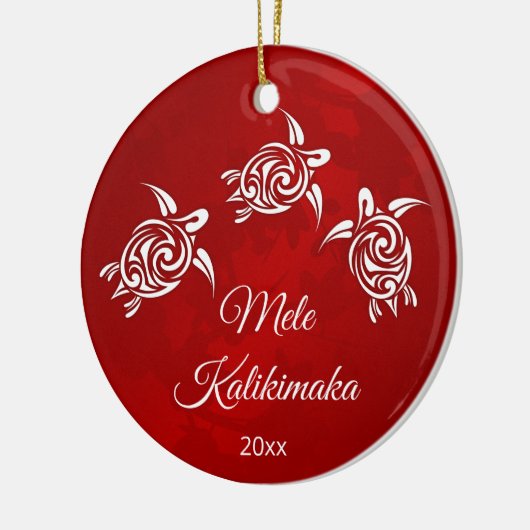 Red White Mele Kalikimaka Kerstmis Keramisch Ornament (Links)
