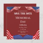 Red White Memorial Day Save the Date Kaart (Voorkant / Achterkant)