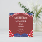 Red White Memorial Day Save the Date Kaart (Staand voorkant)