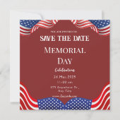 Red White Memorial Day Save the Date Kaart (Voorkant)